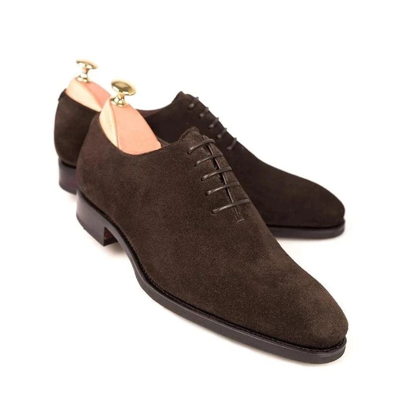 Oxford – Chaussures En Cuir Suédé Pour Hommes Formelles De Bureau Et De Mariage Faites À La Main De Styliste Originales - Noir