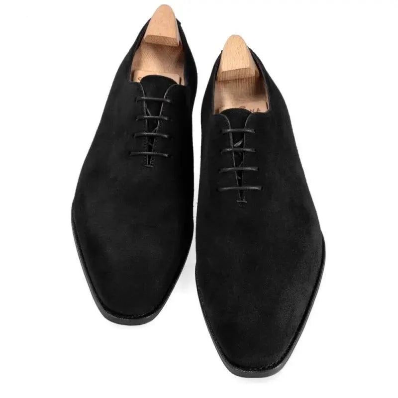 Oxford – Chaussures En Cuir Suédé Pour Hommes Formelles De Bureau Et De Mariage Faites À La Main De Styliste Originales - Noir