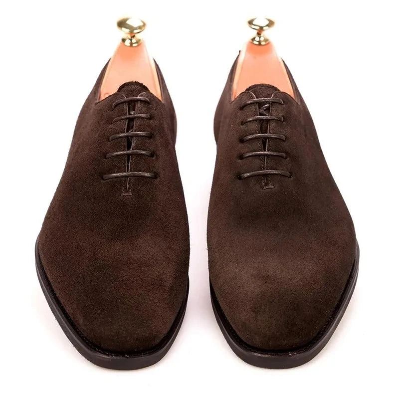 Oxford – Chaussures En Cuir Suédé Pour Hommes Formelles De Bureau Et De Mariage Faites À La Main De Styliste Originales - Noir