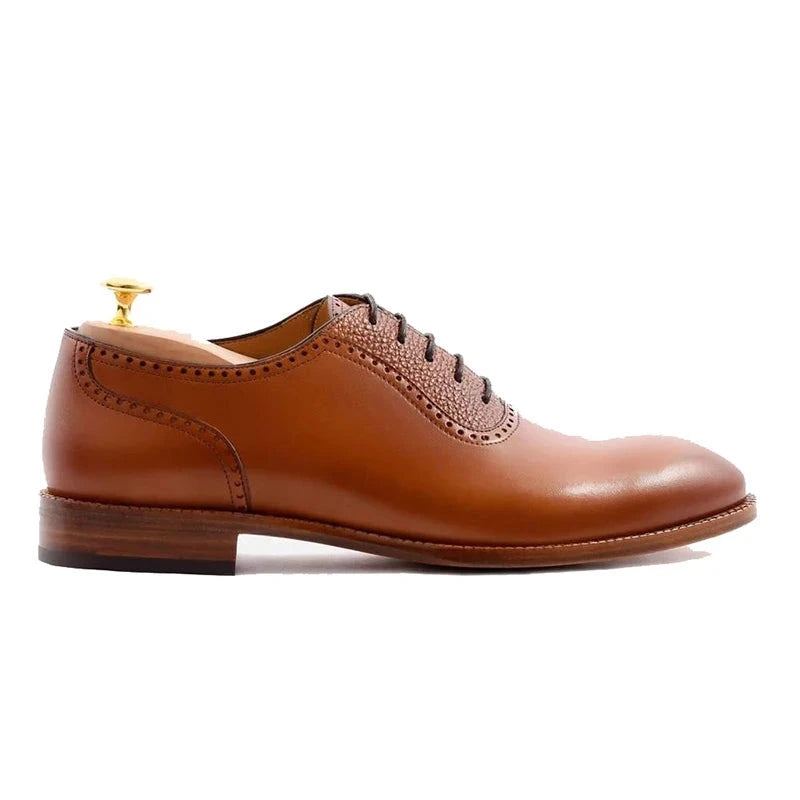 Oxford – Chaussures En Cuir Véritable Pour Hommes D'affaires De Mariage De Bureau De Styliste Faites À La Main - Brun