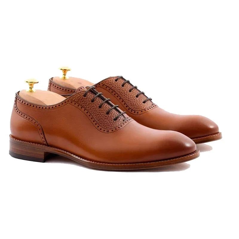 Oxford – Chaussures En Cuir Véritable Pour Hommes D'affaires De Mariage De Bureau De Styliste Faites À La Main - Brun