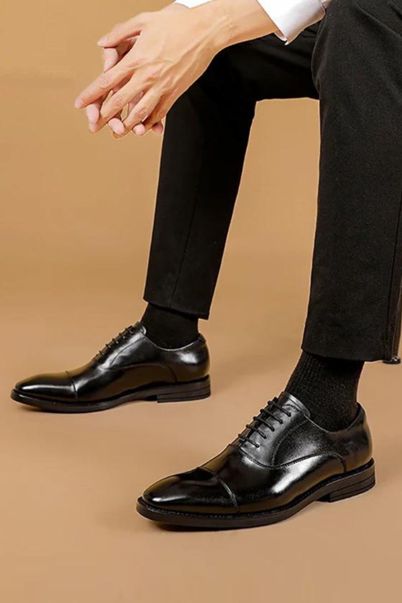 Oxford – Chaussures En Cuir Véritable Pour Hommes De Mariage De Fête De Bureau Faites À La Main De Styliste