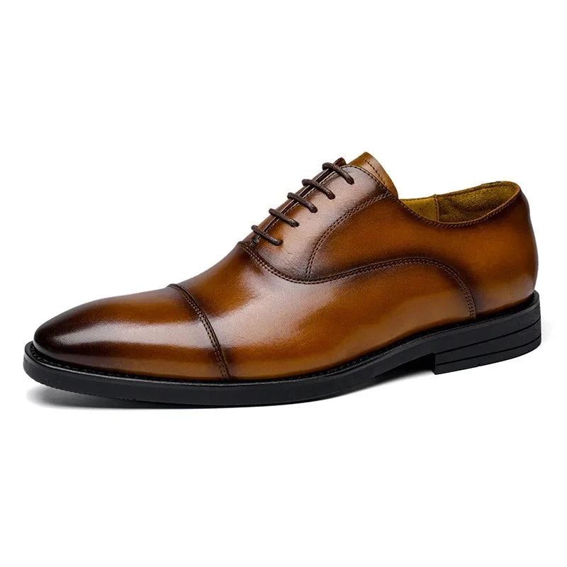 Oxford – Chaussures En Cuir Véritable Pour Hommes De Mariage De Fête De Bureau Faites À La Main De Styliste - Marron