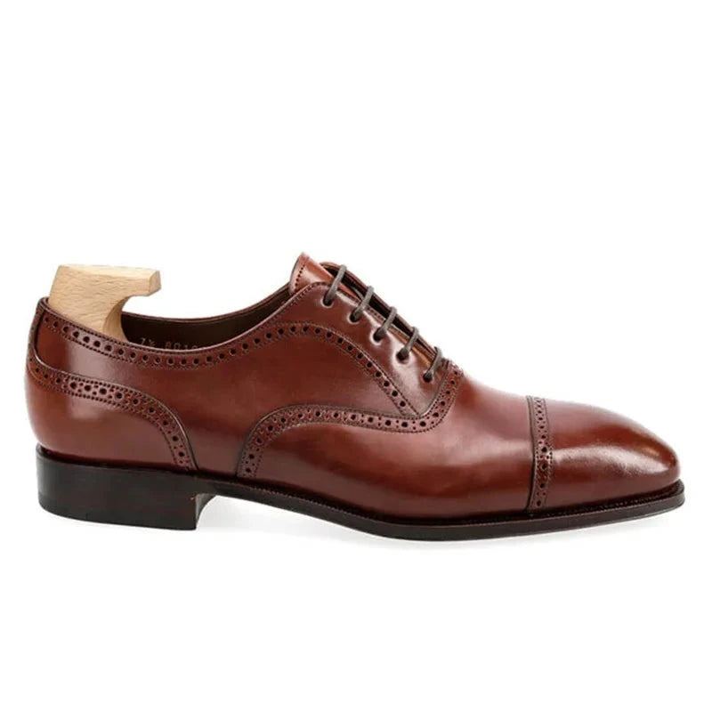 Oxford – Chaussures En Cuir Véritable Pour Hommes Robe De Mariée Formelle De Bureau De Styliste Original Meilleur Homme D'affaires - Brun