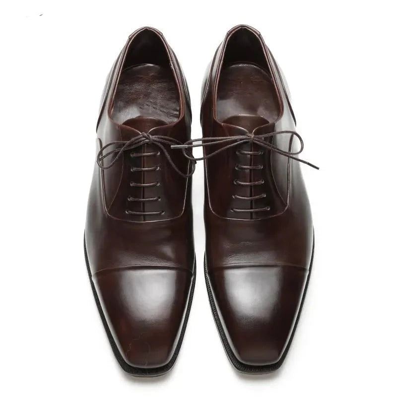 Oxford – Chaussures Élégantes En Cuir Véritable Pour Hommes De Bureau Formelles Faites À La Main De Styliste D'affaires - Noir