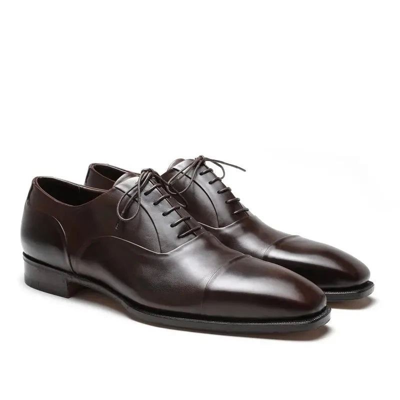 Oxford – Chaussures Élégantes En Cuir Véritable Pour Hommes De Bureau Formelles Faites À La Main De Styliste D'affaires - Noir