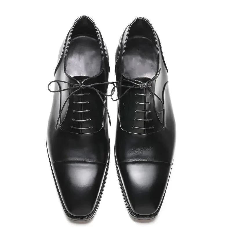 Oxford – Chaussures Élégantes En Cuir Véritable Pour Hommes De Bureau Formelles Faites À La Main De Styliste D'affaires - Noir