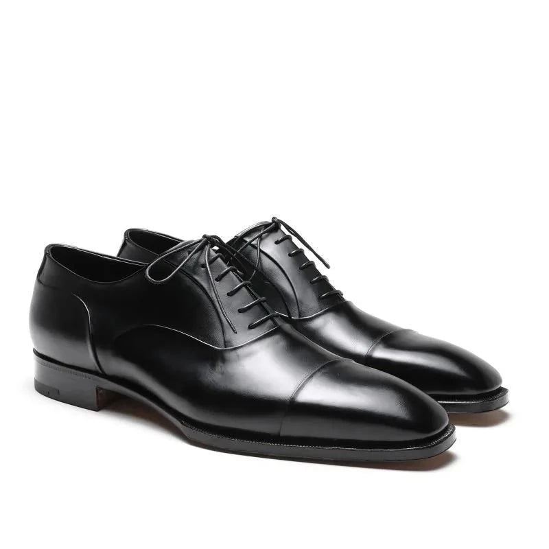 Oxford – Chaussures Élégantes En Cuir Véritable Pour Hommes De Bureau Formelles Faites À La Main De Styliste D'affaires - Noir