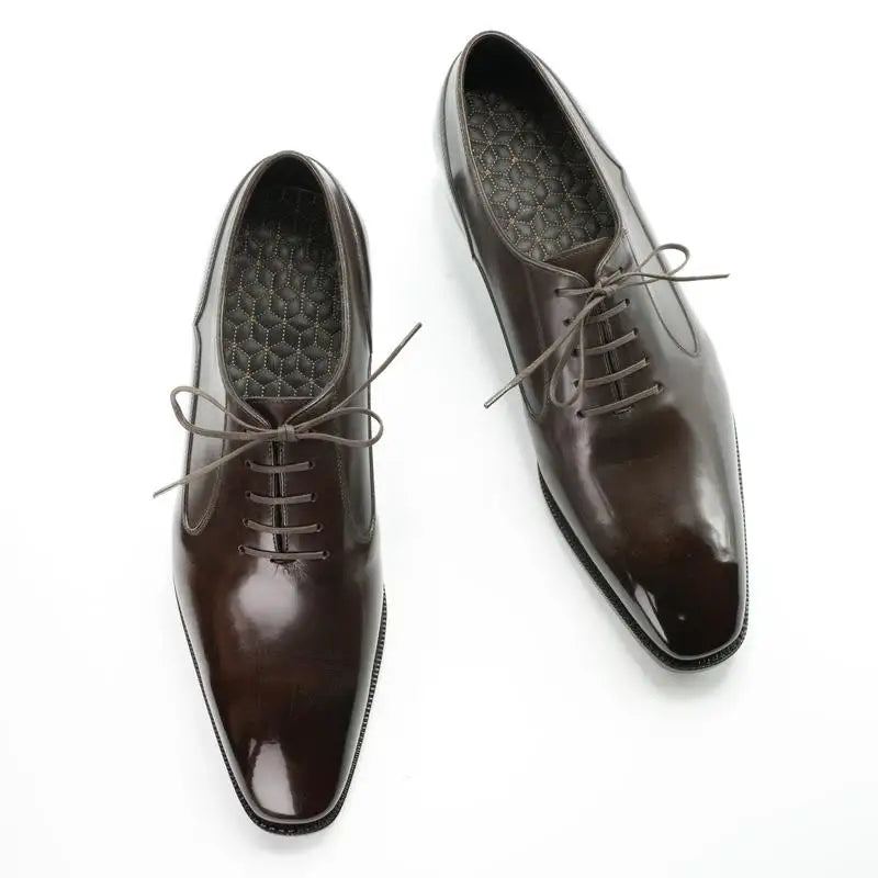 Oxford – Chaussures De Mariage En Cuir Véritable Pour Hommes Meilleures Formelles Brillantes Marié Bureau Noires De Styliste D'affaires - Brun