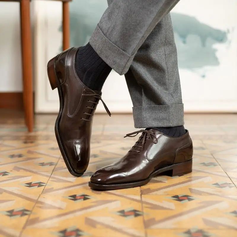 Oxford – Chaussures De Mariage En Cuir Véritable Pour Hommes Meilleures Formelles Brillantes Marié Bureau Noires De Styliste D'affaires - Brun