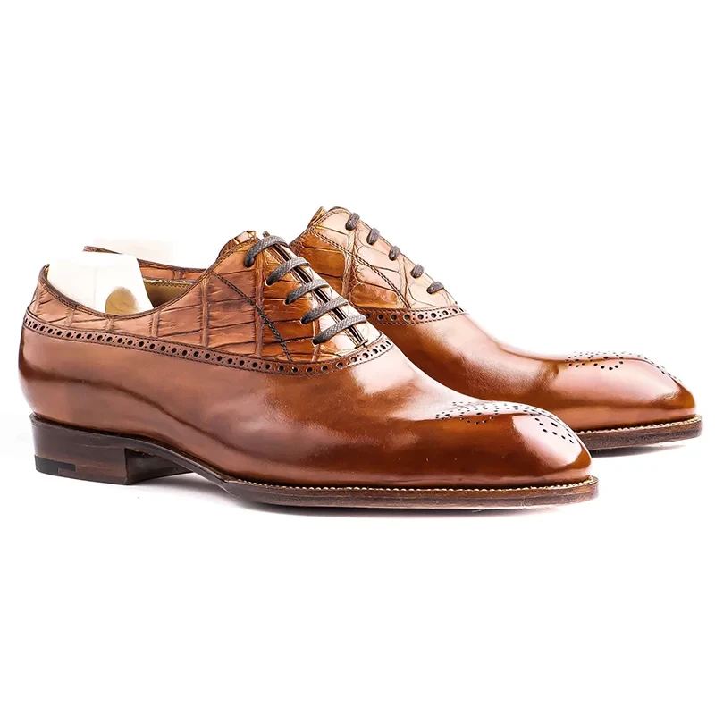 Oxford – Chaussures De Style Brogue Pour Hommes En Cuir Véritable Meilleures Formelles Et Originales De Styliste D'affaires - Brun