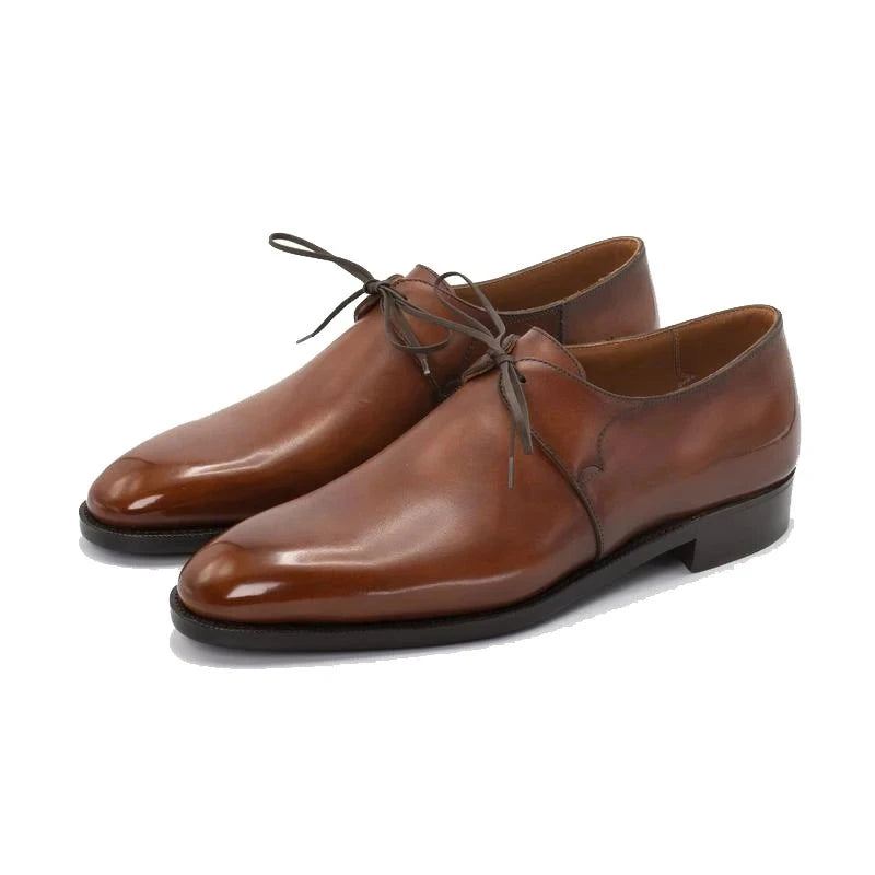 Robe De Marié En Cuir Véritable Chaussures De Style Bureau Formelles Originales De Styliste D'affaires Faites À La Main - Brun