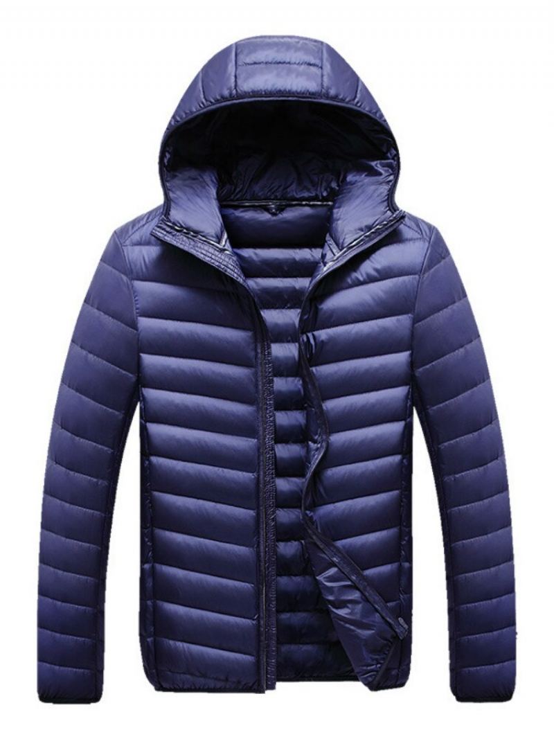 Automne Et Hiver Doudoune Hommes Duvet De Canard Blanc À Capuche Sport Vêtements Décontractés Et Chauds Manteau - Bleu Marine