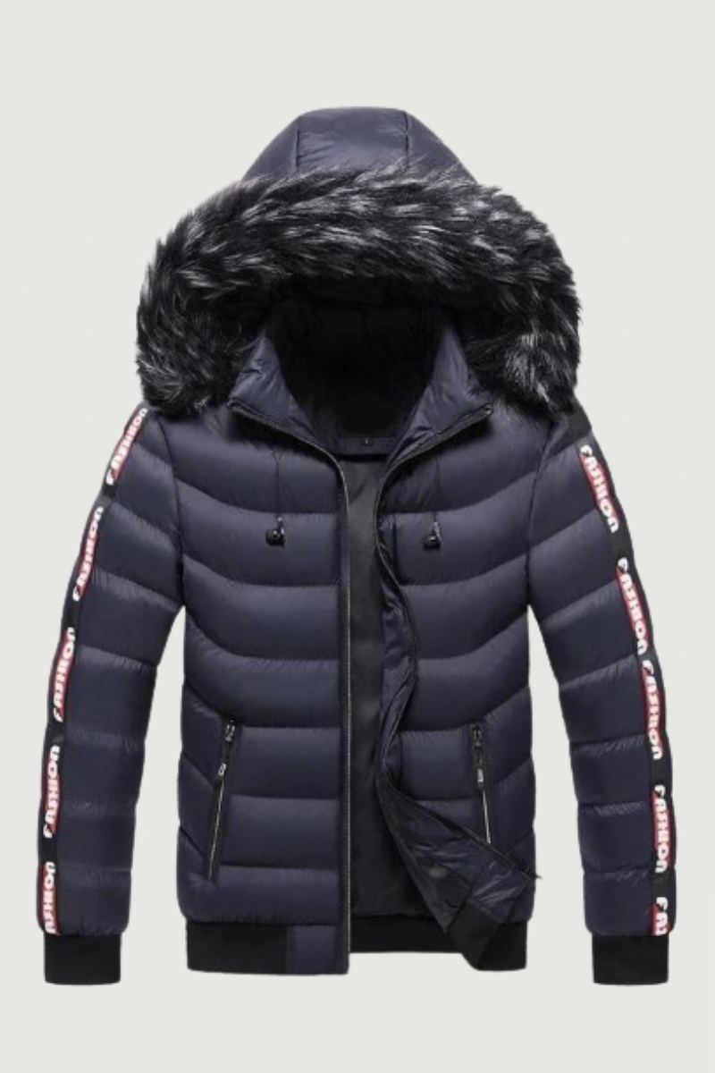 Hiver Hommes Velours Parka Manteau Col De Fourrure À Capuche Plus Épais Chaud Veste