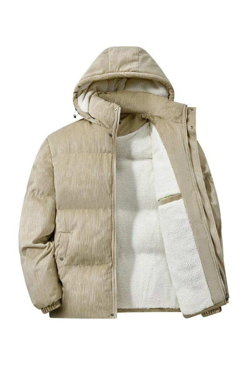 Hiver Polaire Parkas Hommes Veste Rembourrée Épais Manteau Décontracté Solide Col Montant Mâle