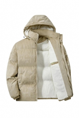 Hiver Polaire Parkas Hommes Veste Rembourrée Épais Manteau Décontracté Solide Col Montant Mâle