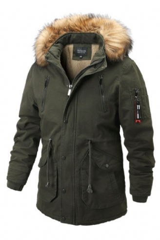 Hommes À Capuche Parkas Manteau Hiver Décontracté Chaud Épaissir Col De Fourrure Veste Détachable Chapeau Polaire Vêtement D'extérieur Pour Homme Pardessus