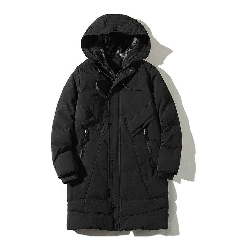 Manteau D'hiver À Capuche Pour Homme Veste Épaisse Et Chaude Coupe-vent Parka - Noir