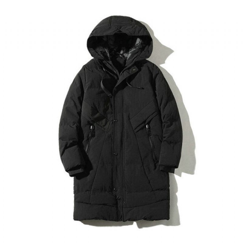 Manteau D'hiver À Capuche Pour Homme Veste Épaisse Et Chaude Coupe-vent Parka - Noir