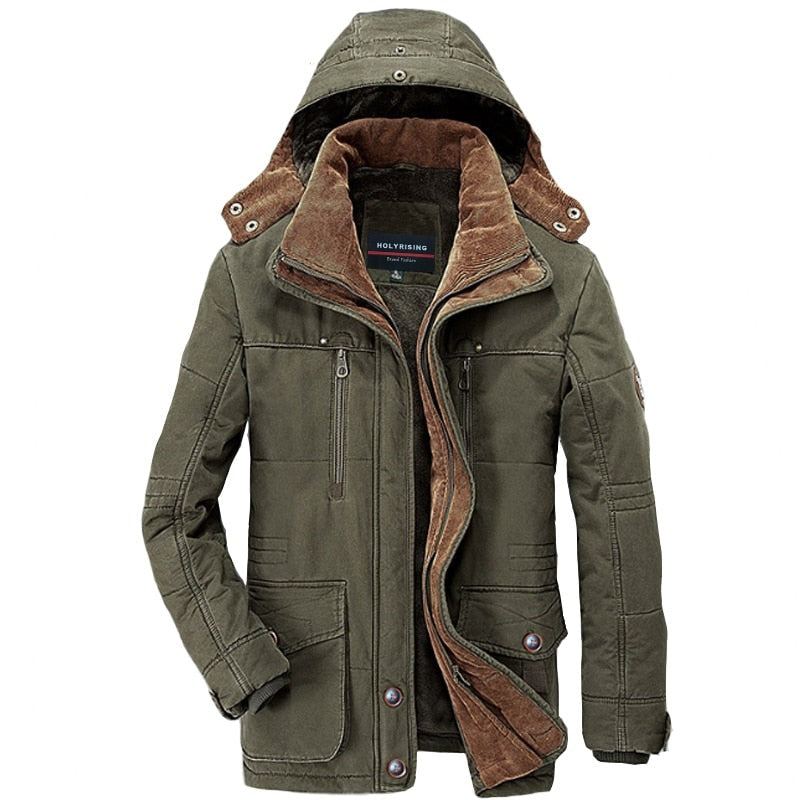 Manteau D'hiver Hommes Polaire Chaud Coton Parka Veste Épaisse Chaude Parkas Rembourré - Bleu