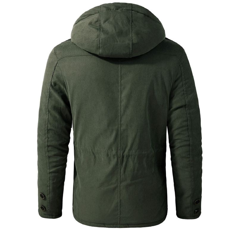 Manteaux Parkas D'hiver Épais Et Chauds Pour Hommes Vestes Intérieures Rembourrées En Polaire Décontractées Coupe-vent À Capuche Vêtements Cargo De L'armée Militaire Taille Américaine - Vert Armée