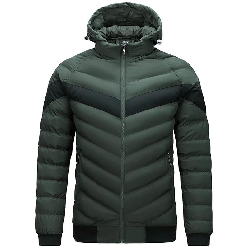 Parka À Capuche Pour Hommes Doudoune D'hiver Chaude Manteau De Loisirs D'affaires Manteaux Solides - Bleu Foncé