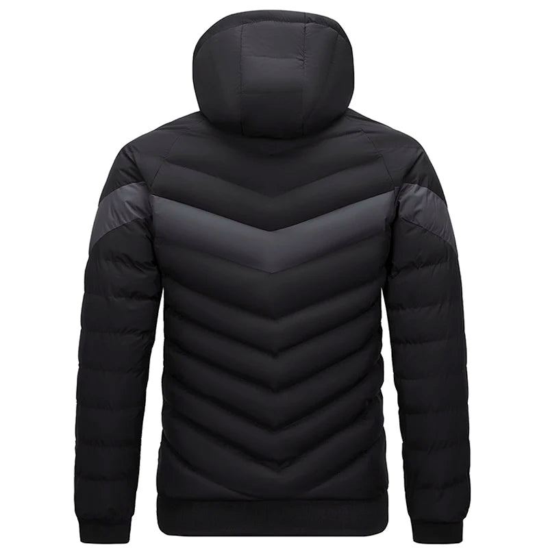 Parka À Capuche Pour Hommes Doudoune D'hiver Chaude Manteau De Loisirs D'affaires Manteaux Solides - Bleu Foncé