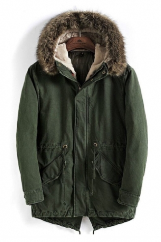 Parka Épaisse Et Chaude Pour Hommes Manteaux D'hiver À Col En Fourrure De Haute Qualité À Capuche Coupe-vent Veste Longue En Coton Pardessus