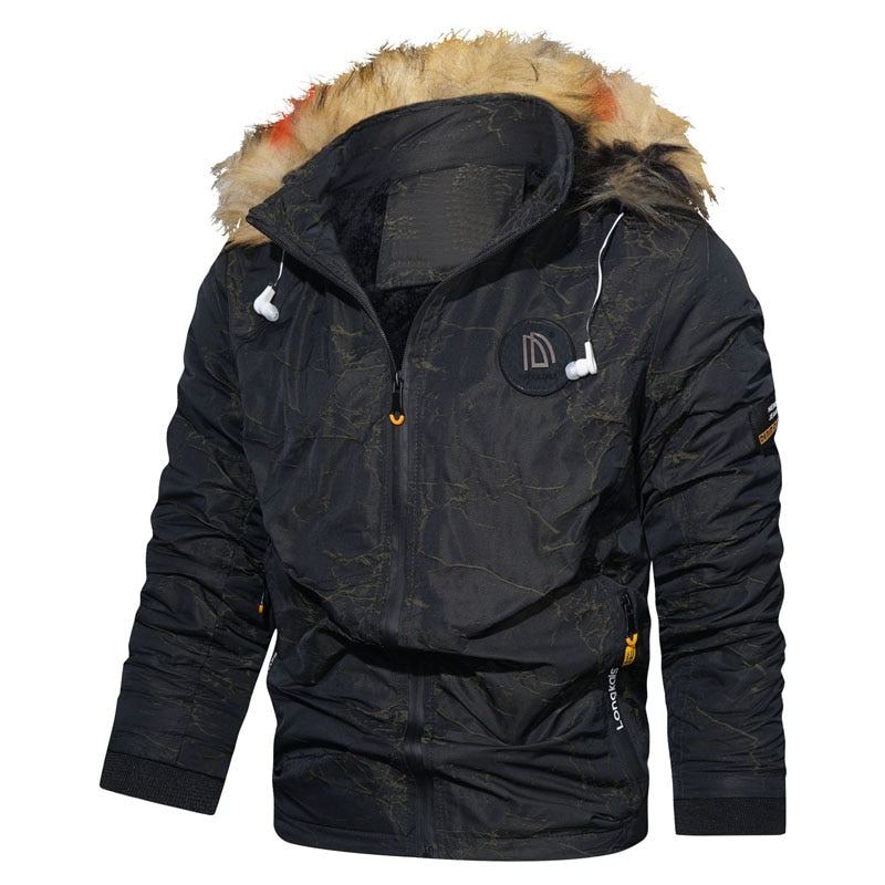 Parka Polaire À Capuche Pour Homme Veste Imperméable Chaude Et Épaisse Avec Col En Fourrure Manteaux Décontractés Chapeau Détachable Nouvelle Collection Hiver - Gris