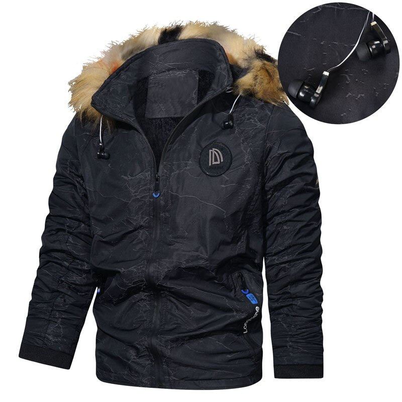 Parka Polaire À Capuche Pour Homme Veste Imperméable Chaude Et Épaisse Avec Col En Fourrure Manteaux Décontractés Chapeau Détachable Nouvelle Collection Hiver - Gris