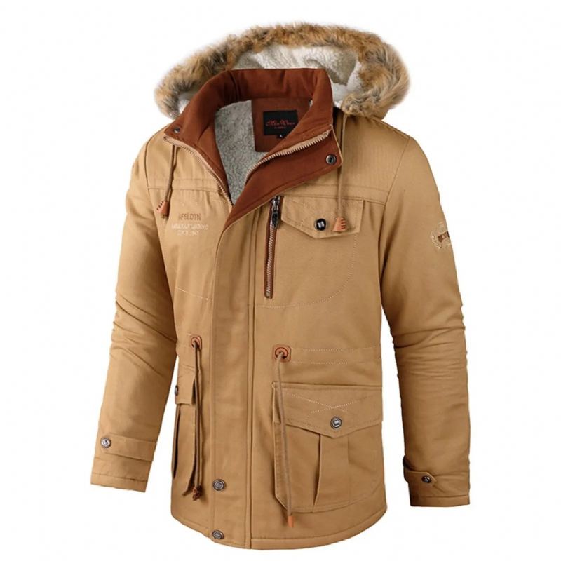 Parkas Pour Hommes Randonnée Dans La Nature Vestes Légères Rembourrées Sweat-shirt Avec Manteaux À Fermeture Éclair À Capuche Hiver - Noir