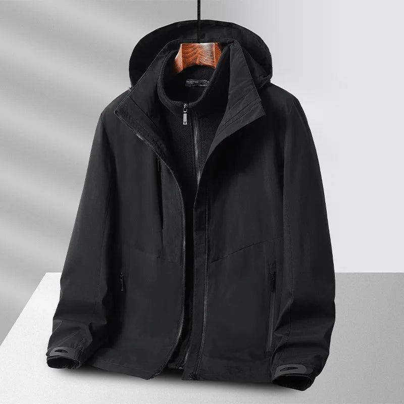 Parkas Vêtements D'escalade Veste De Moto Hommes Court Homme Manteau Vestes Pour De Travail D'hiver D'extérieur À Capuche - Noir