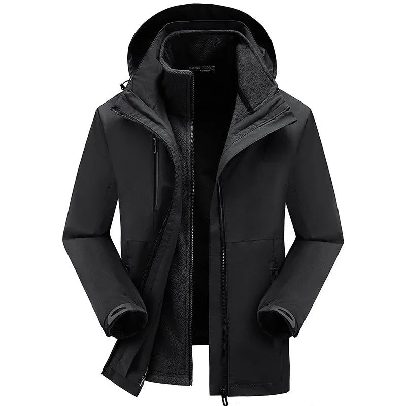 Parkas Vêtements D'escalade Veste De Moto Hommes Court Homme Manteau Vestes Pour De Travail D'hiver D'extérieur À Capuche - Noir