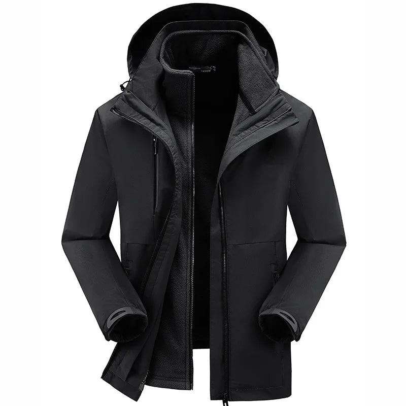 Parkas Vêtements D'escalade Veste De Moto Hommes Court Homme Manteau Vestes Pour De Travail D'hiver D'extérieur À Capuche - Noir