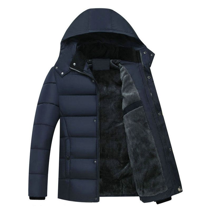 Streetwear Hiver Hommes Épais Manteaux Chauds Vestes Rembourré Décontracté À Capuche Thermique Parka Nouveaux Pardessus Vêtements - Marine