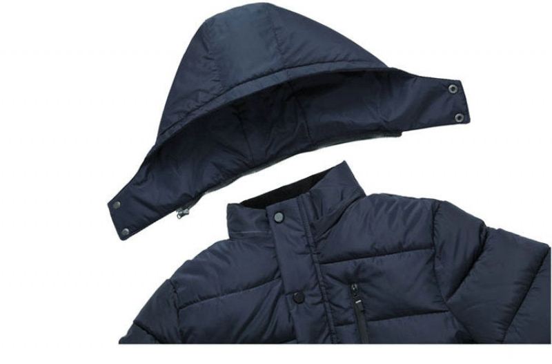 Streetwear Hiver Hommes Épais Manteaux Chauds Vestes Rembourré Décontracté À Capuche Thermique Parka Nouveaux Pardessus Vêtements - Marine