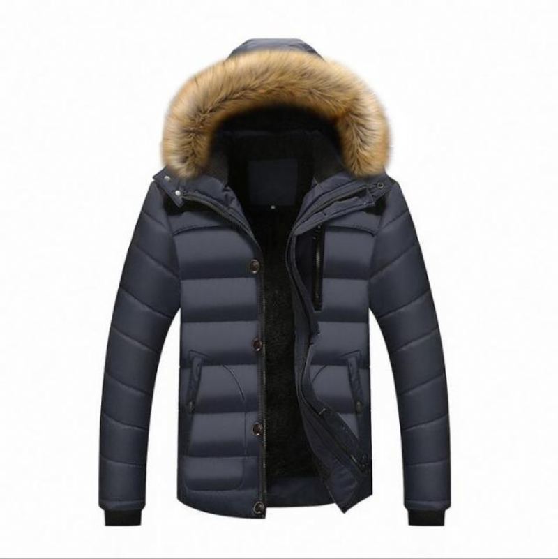 Style Vestes D'hiver Manteaux Pour Hommes Parkas Décontractés Vêtements Épais En Polaire À Capuche Chauds - Rouge