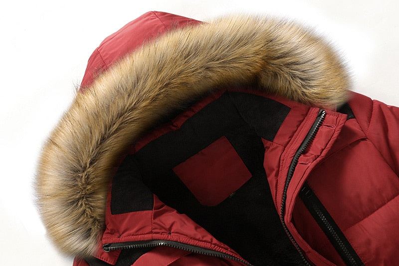 Style Vestes D'hiver Manteaux Pour Hommes Parkas Décontractés Vêtements Épais En Polaire À Capuche Chauds - Rouge