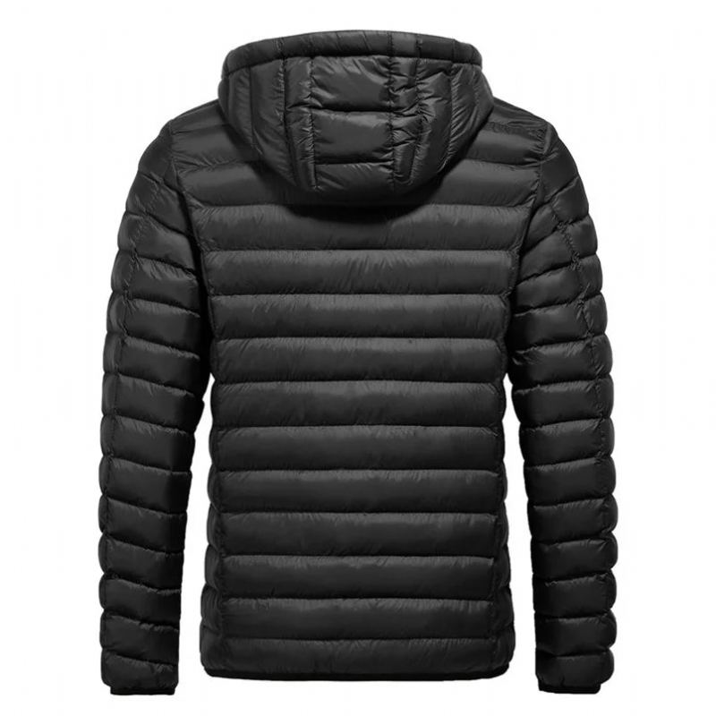 Veste D'hiver À Capuche Pour Hommes Doudoune D'automne Manteau Matelassé Et Rembourré Vêtements - Noir