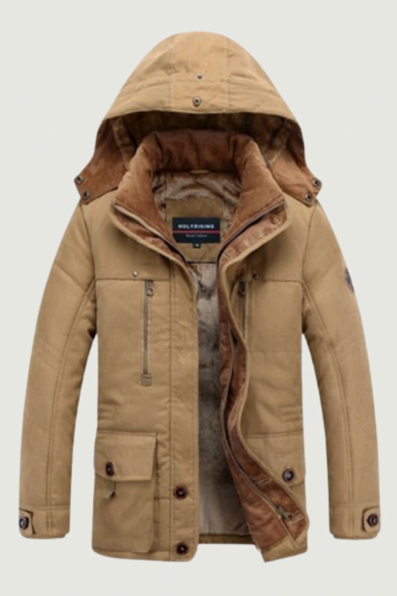 Vestes D'hiver Pour Hommes Parka Épaisse À Capuche Manteaux Chauds Avec Fermeture Éclair Pardessus En Coton Vêtements Élégants