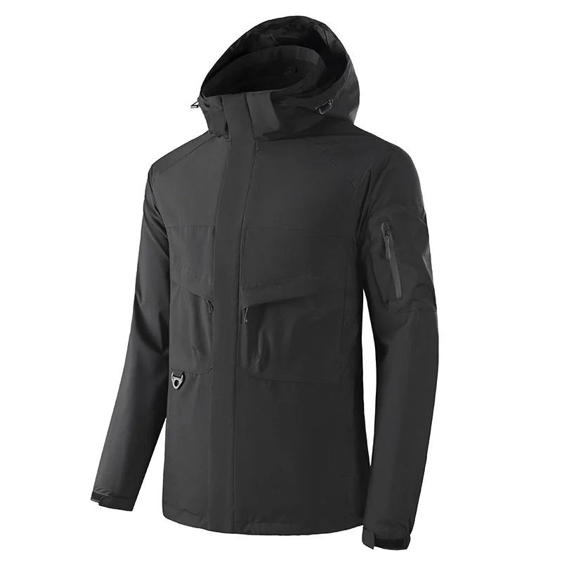 Vestes D'hiver Pour Hommes Veste De Moto Vêtements Parkas Homme Manteau Pardessus D'extérieur Universitaires - Noir