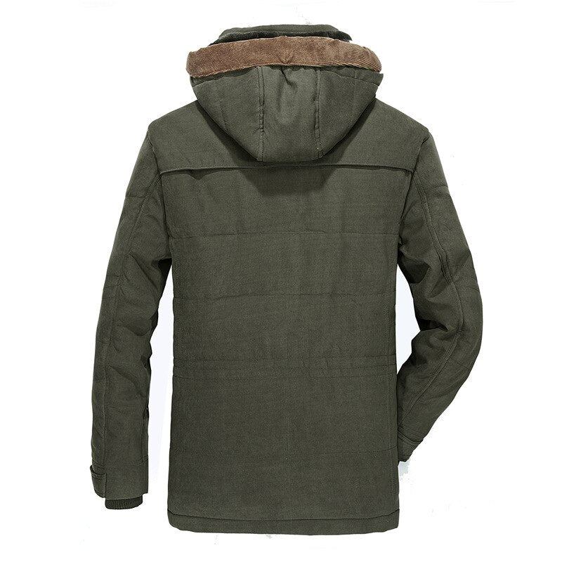 Vestes Militaires Hommes Hiver Polaire Parkas Décontracté Mince Multi-poches Coton Rembourré À Capuche Pardessus Coupe-vent Manteaux - Café