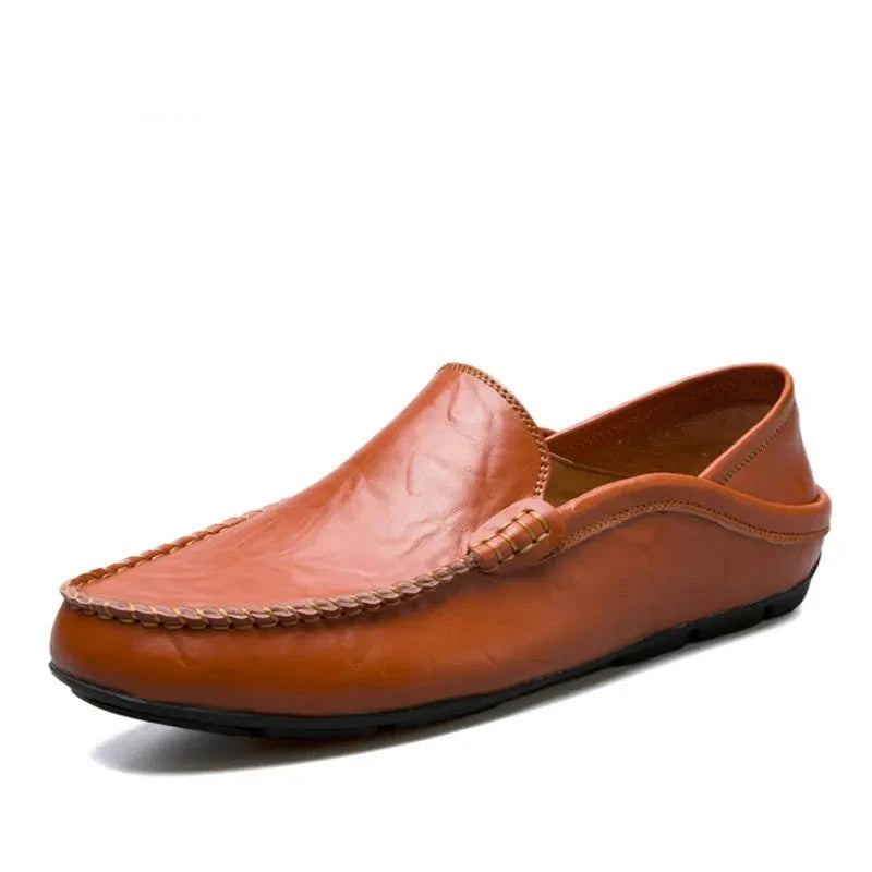 Chaussures En Cuir Faites À La Main Confortables Plates Décontractées Pour Hommes Design Homme Bas En - Rouge Marron