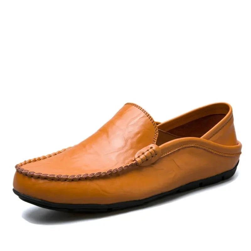 Chaussures En Cuir Faites À La Main Confortables Plates Décontractées Pour Hommes Design Homme Bas En - Rouge Marron