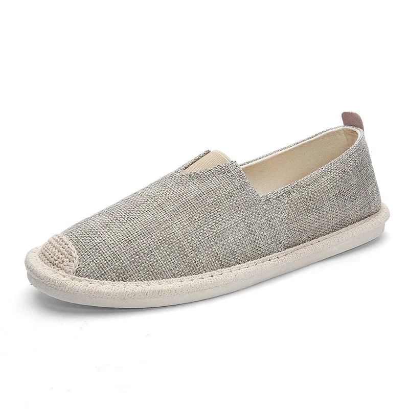 Chaussures En Toile Solide Pour Hommes Mocassins D'été Souples Respirants Confortables Doux À Porter - Beige