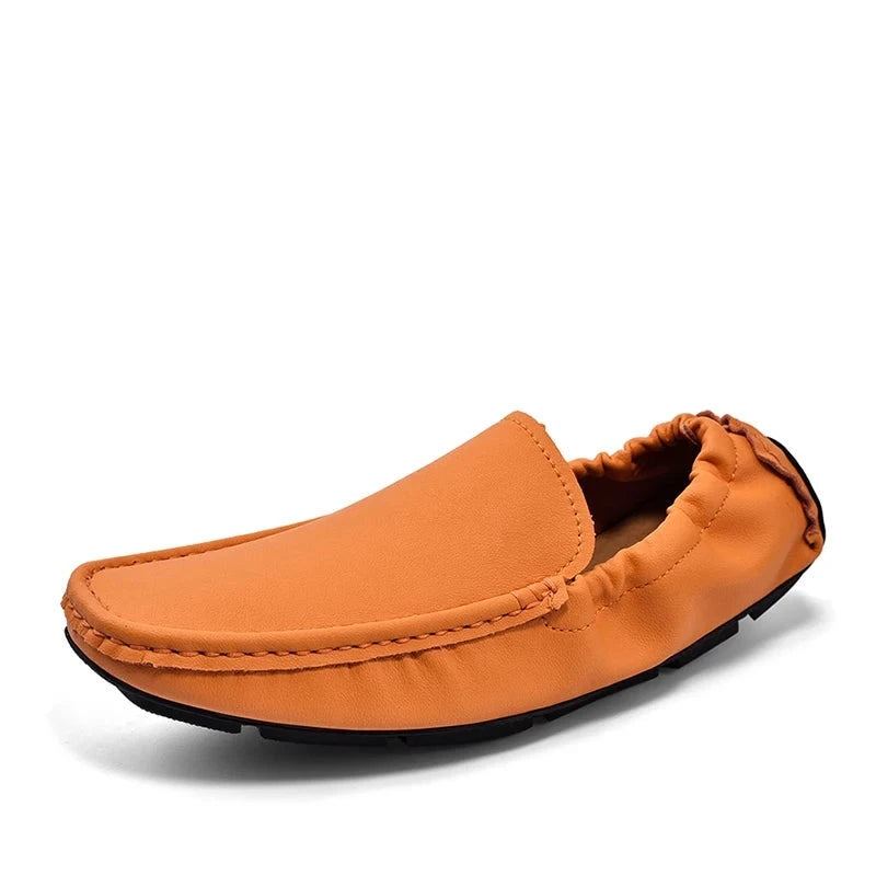 Mocassins En Cuir Pour Hommes Chaussures Décontractées À Enfiler Plats Souples - Marron