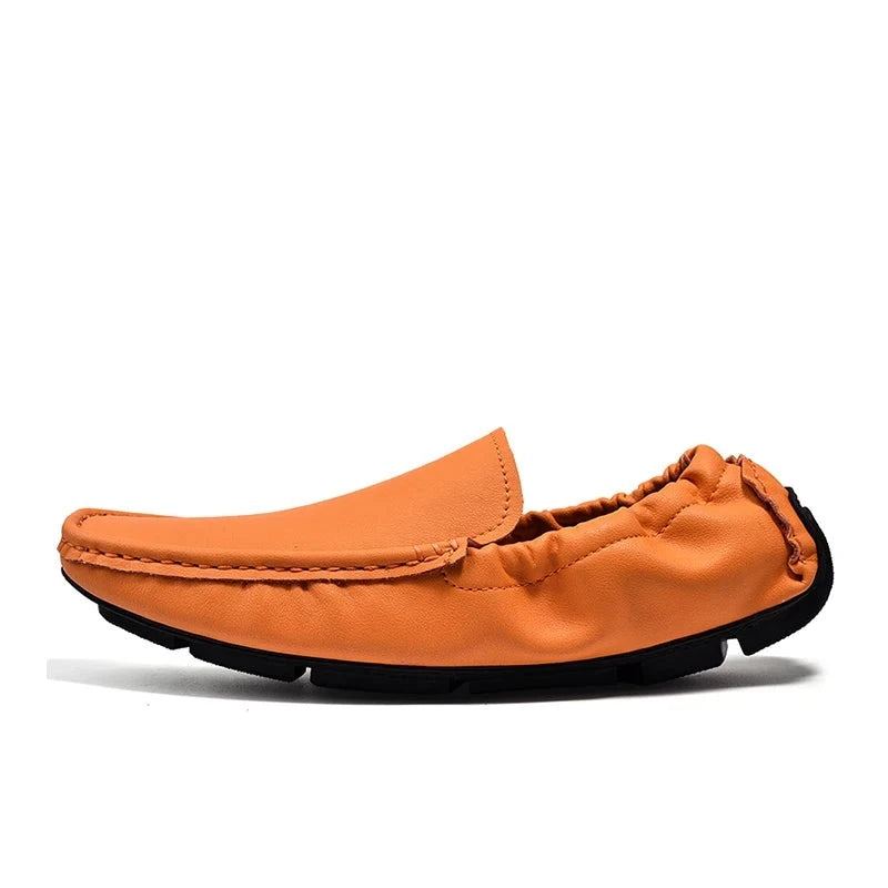 Mocassins En Cuir Pour Hommes Chaussures Décontractées À Enfiler Plats Souples - Marron