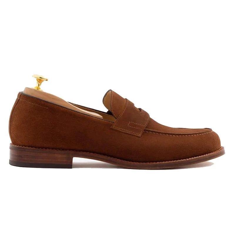 Mocassins En Cuir Véritable Pour Hommes Chaussures D'affaires Solides Fête Au Bureau Originales Meilleures De Styliste Faites À La Main - Brun