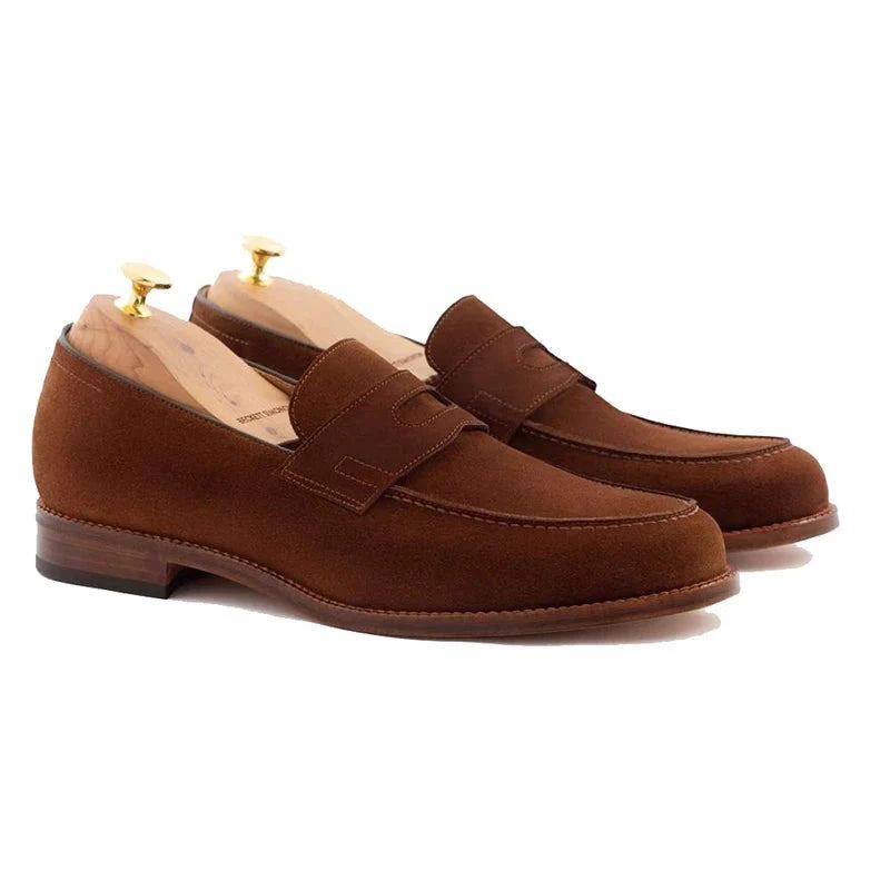 Mocassins En Cuir Véritable Pour Hommes Chaussures D'affaires Solides Fête Au Bureau Originales Meilleures De Styliste Faites À La Main - Brun