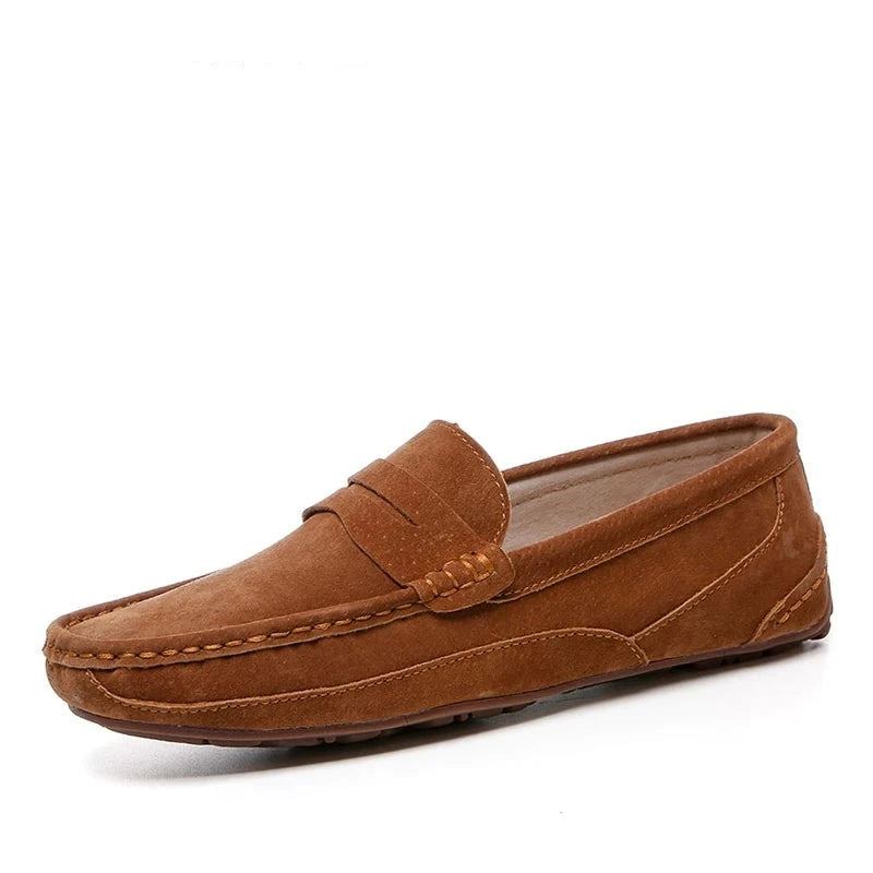 Mocassins En Cuir Véritable Pour Hommes Chaussures Décontractées Marque De Luxe - Marron Foncé